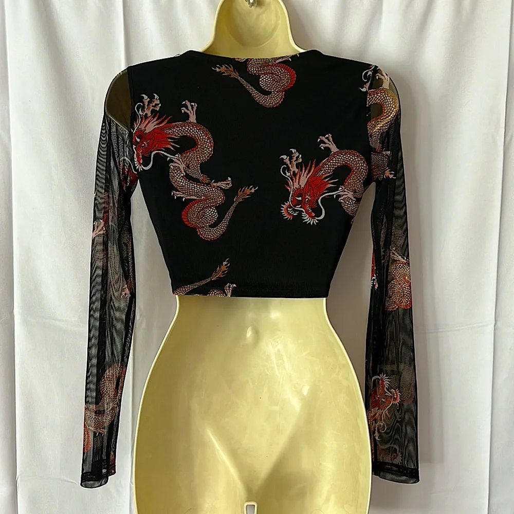 Rebellious Dreamer Sexy Dragon Corset Like Crop Top Shirt **Size M** 🔥🔥 - Picture 2 of 5